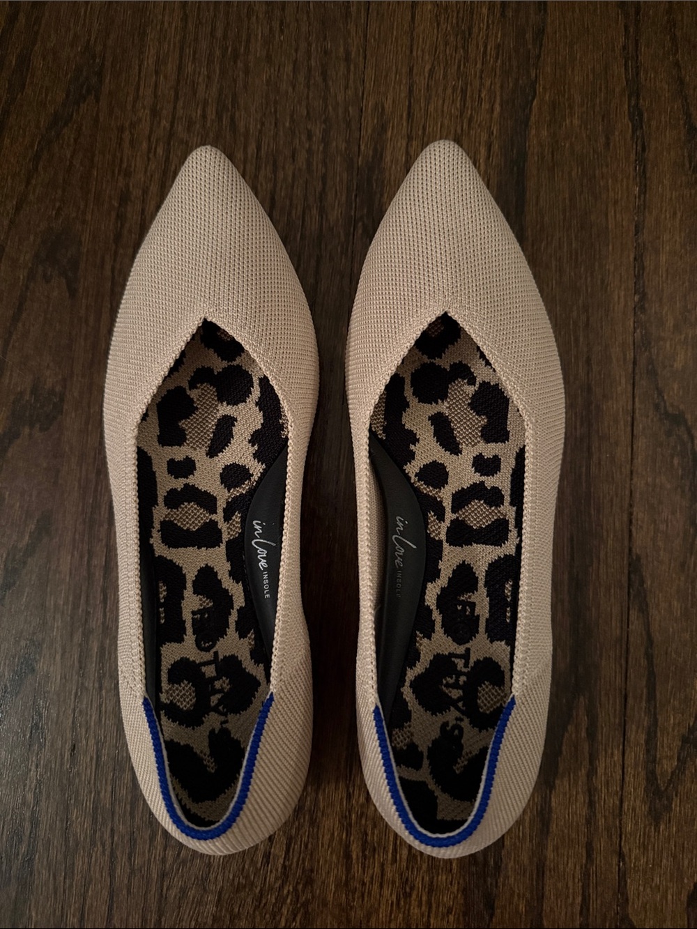 Rothys Nude Point Flats with Leopard Insole